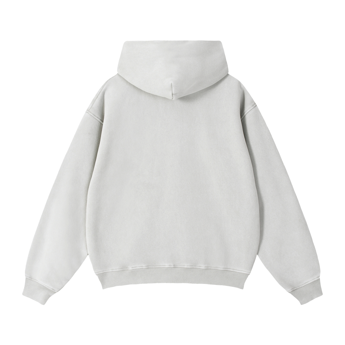 Zip-Up Boxy Hoodie - Light Gray