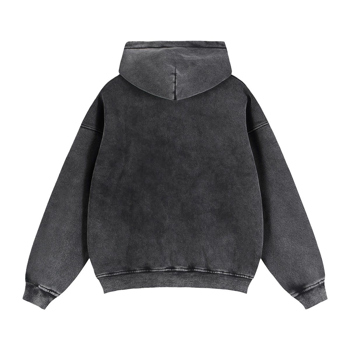 Zip-Up Boxy Hoodie - Snow Washed Black